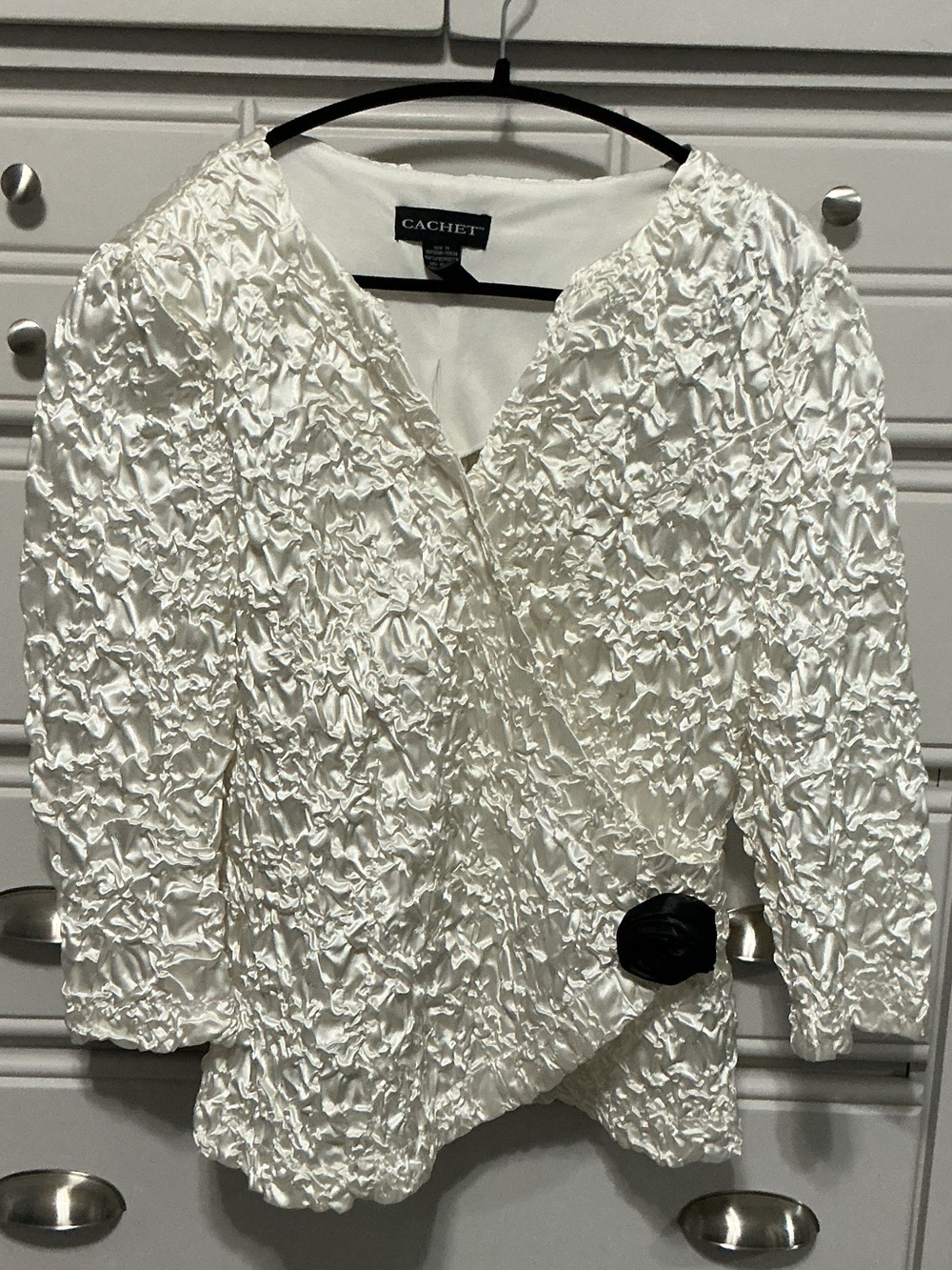 Cachet Sequined Crinkle Ruched Formal Top XL/1X